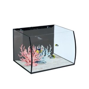 Ultra Clear Curved Glass Aquarium Tank with back filter and Light- Full Set
