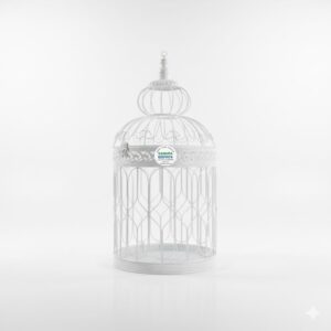 Victorian-style Ornate White Bird Cage.